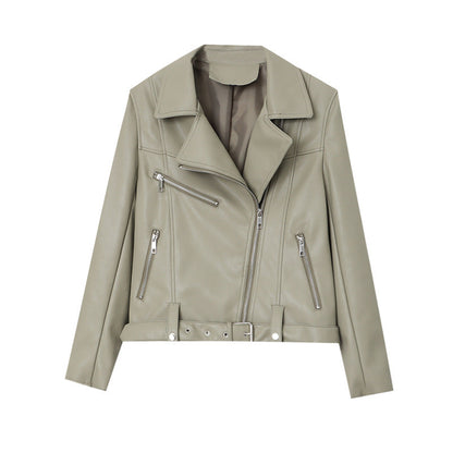 Damen Bikerjacke Kunstleder Tailliert