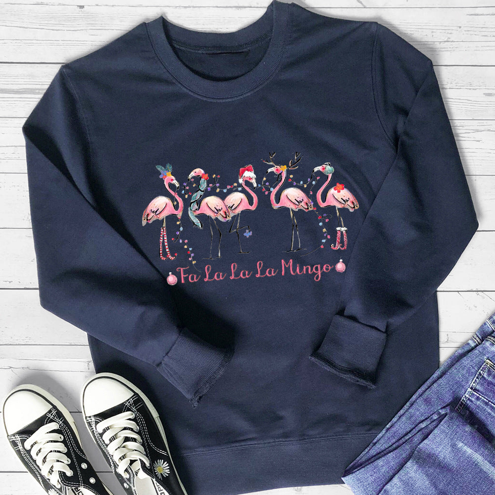 Damen Sweatshirt Flamingo-Motiv Lässiger Schnitt Norvielle