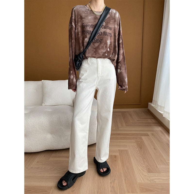 Damen Hochtaillierte Jeans Weites Bein Nachhaltiger Baumwollmix