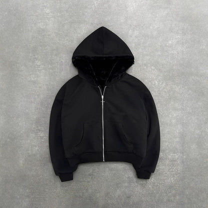 Damen Kapuzenpullover Weich Innenfutter Hochwertiger Reißverschluss