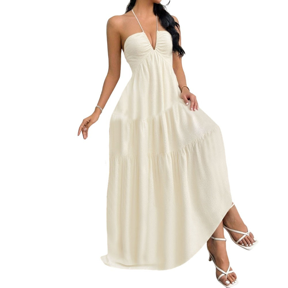 Damen Maxikleid V-Ausschnitt Volants Norvielle