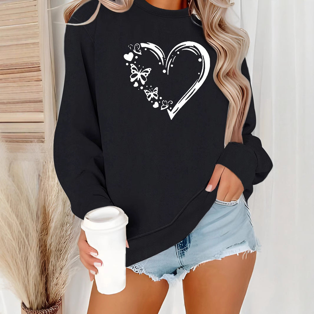 Damen Sweatshirt Herz Schmetterling Design Norvielle