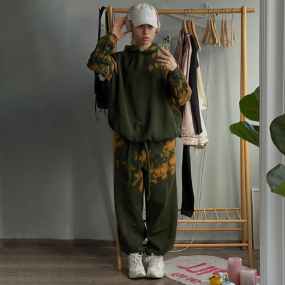 Damen Sportset Hoodie Jogginghose Batik Muster