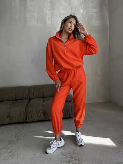 Damen Sportset Sweatshirt Jogginghose Tunnelzug Norvielle