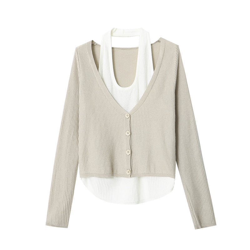Damen Strickjacke V-Ausschnitt Knopfdetails Norvielle