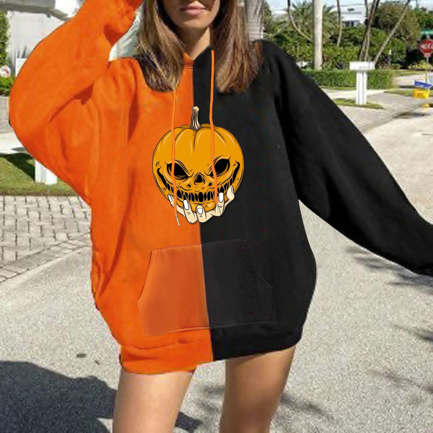 Damen Kapuzenpullover Halloween-Motiv