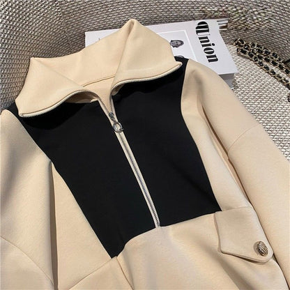 Damen Kapuzenpullover Reißverschluss Kontrastdetails Norvielle