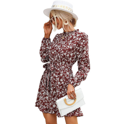 Damen Sommerkleid Floralmuster Gürtel Norvielle