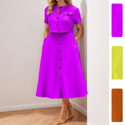 Damen Zweiteiliges Kleid Kurze Jacke Taillierte Midilänge - Norvielle