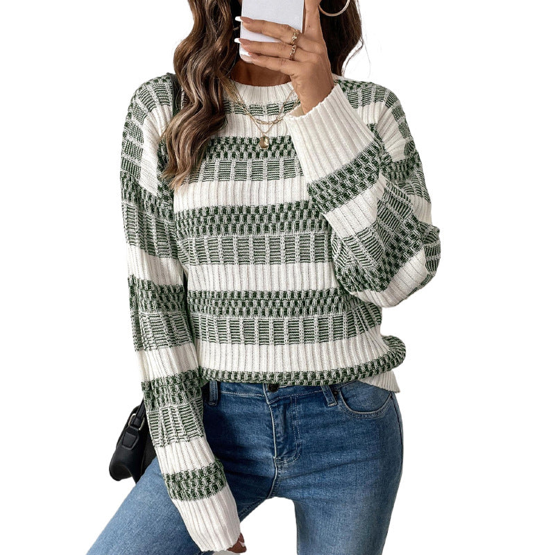Damen Strickpullover Gepolstert Blockstreifen Norvielle