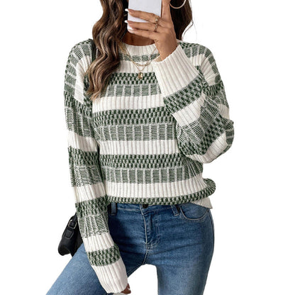 Damen Strickpullover Gepolstert Blockstreifen Norvielle