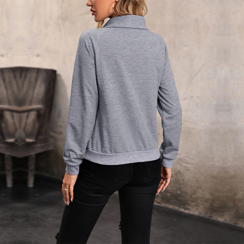 Damen Pullover Hochklappbarer Kragen Dekorative Knöpfe Norvielle