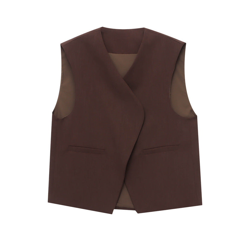 Damenweste Asymmetrisch Praktische Taschen Norvielle