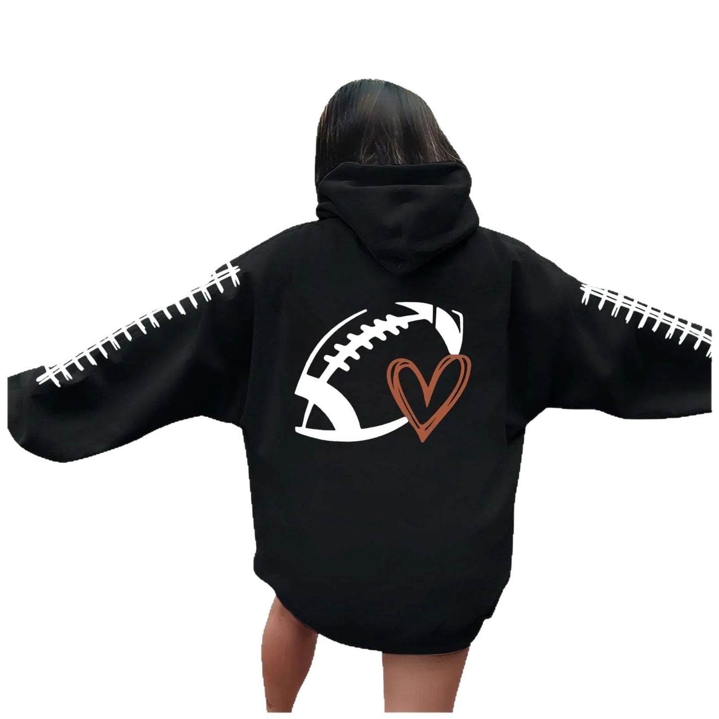 Damen Kapuzenpullover Football-Motiv Lässiger Schnitt