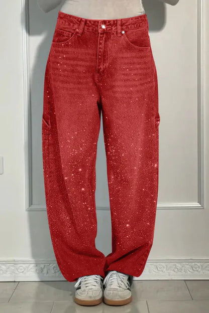 Damen Baggy-Jeans Glitzer Effekt Norvielle