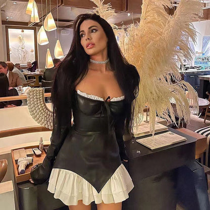 Damen Minikleid Rüschendesign Tailliert Norvielle
