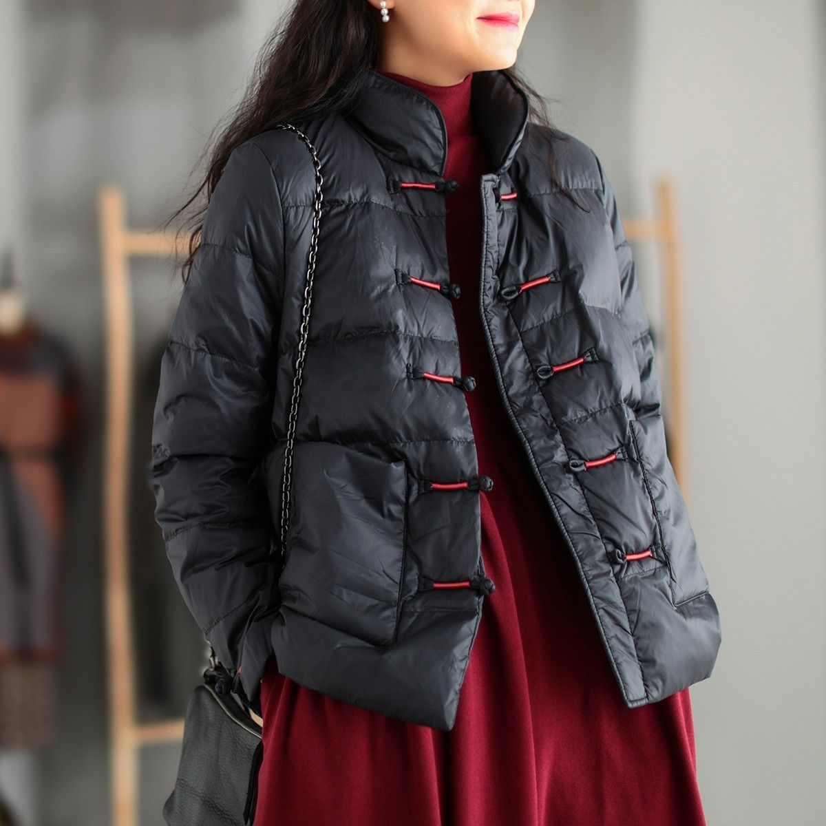 Damen Leichte Steppjacke Stehkragen Praktische Taschen Norvielle