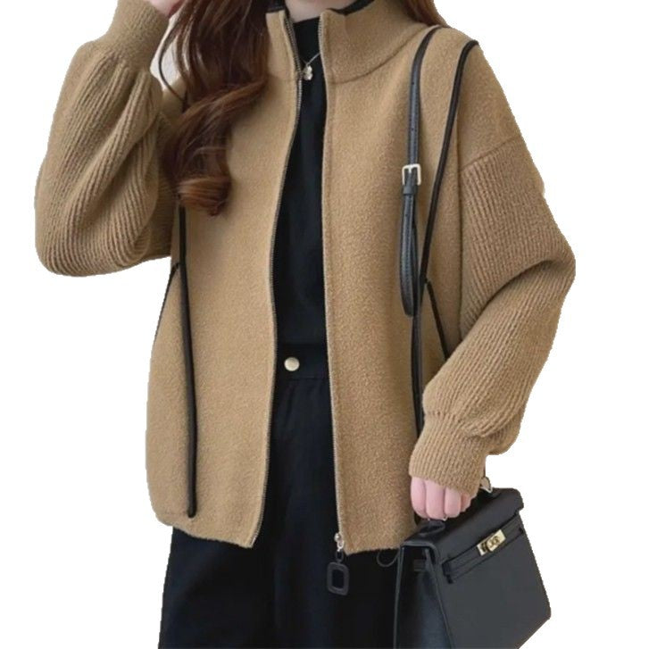 Damen Volumenjacke Hochkragen Reißverschluss Norvielle