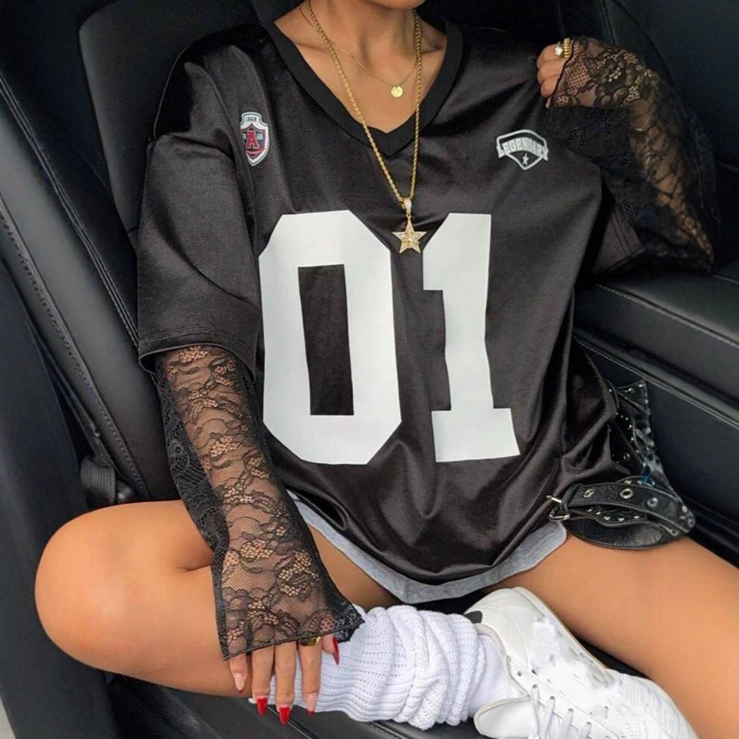 Damen Oversized Sport-T-Shirt Netzarmdesign