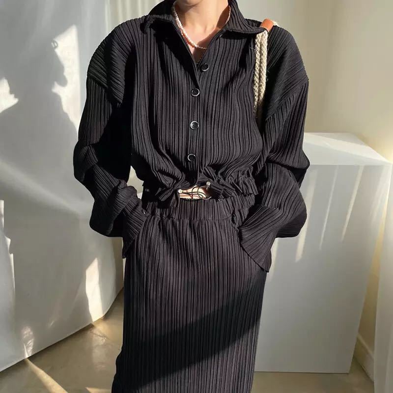 Damen Langarmhemdkleid Tailliert Elegant Strukturstoff Norvielle
