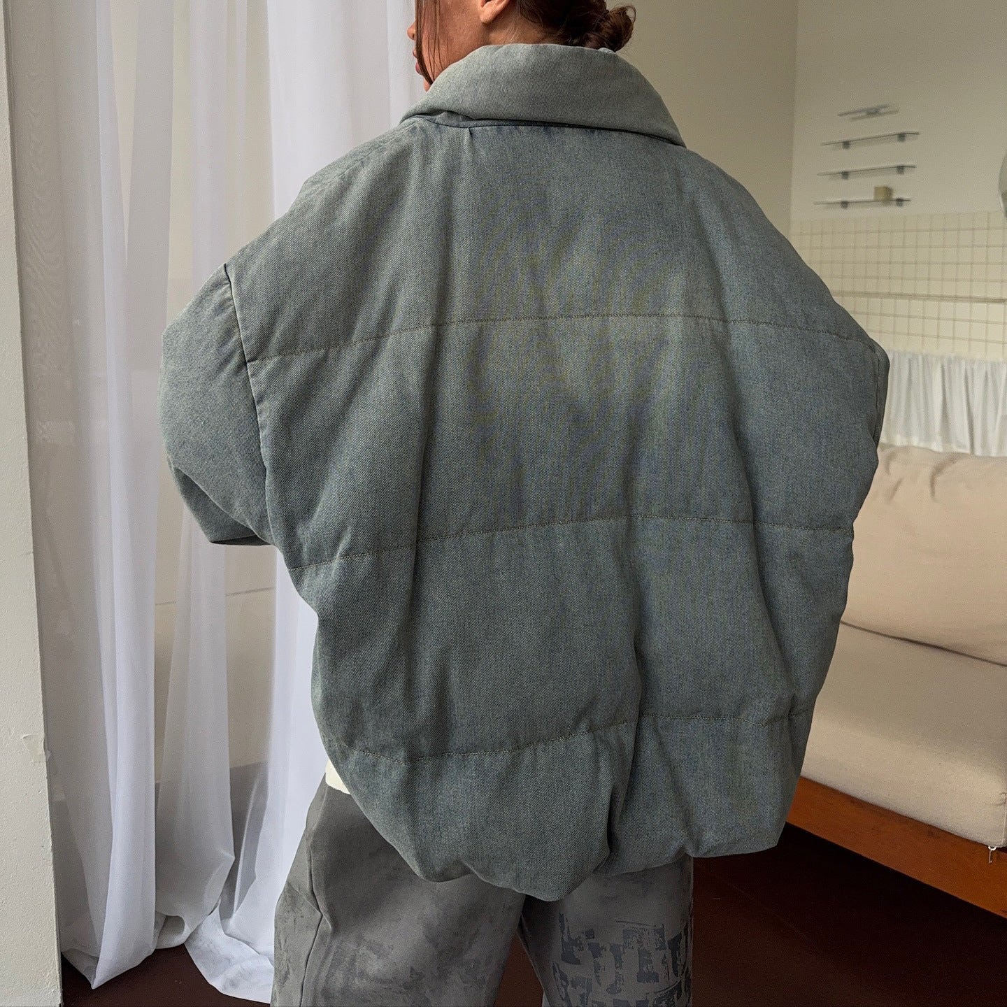 Damen Oversized Steppjacke Hochkragen Norvielle