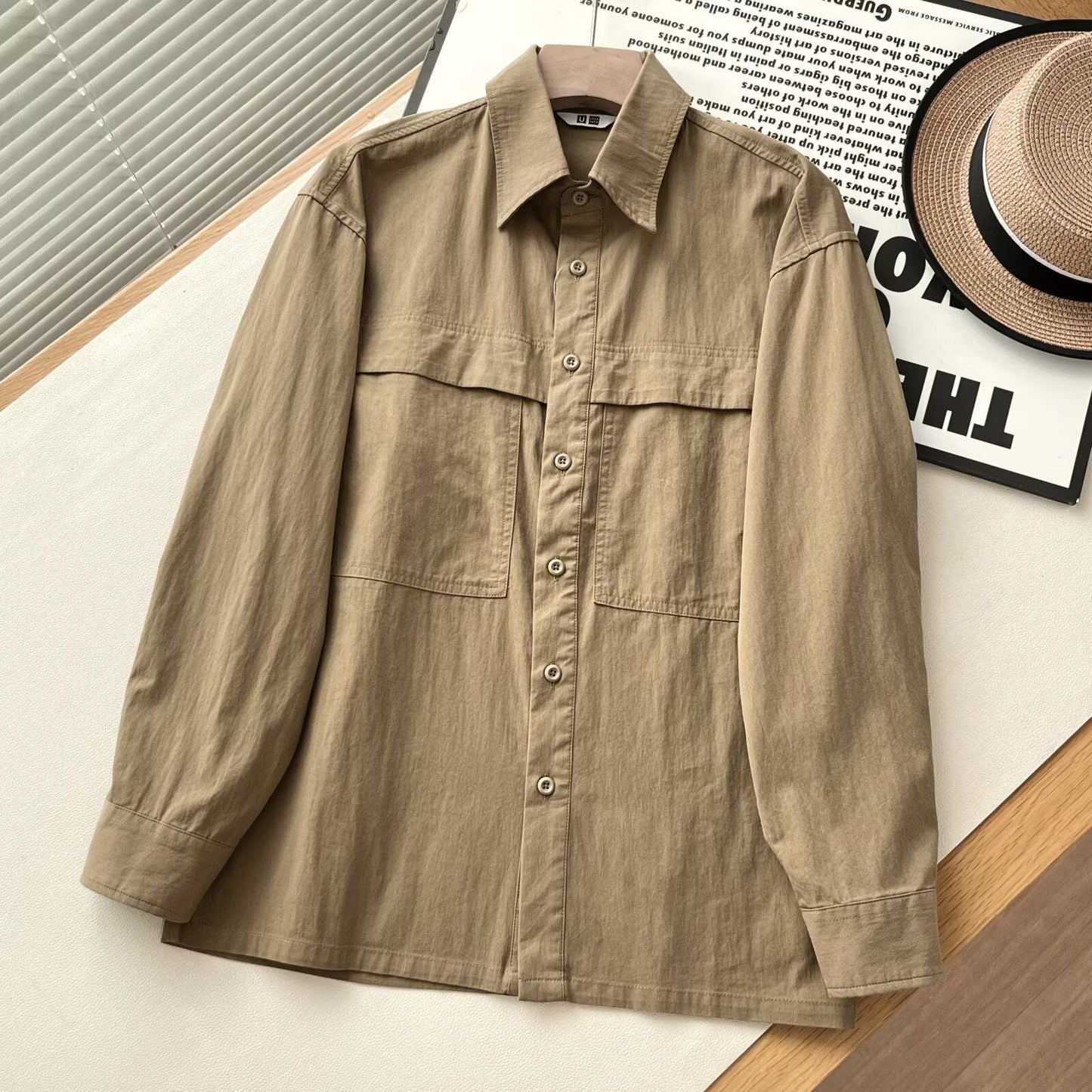 Damen Overshirt Lässig Brusttaschen Norvielle
