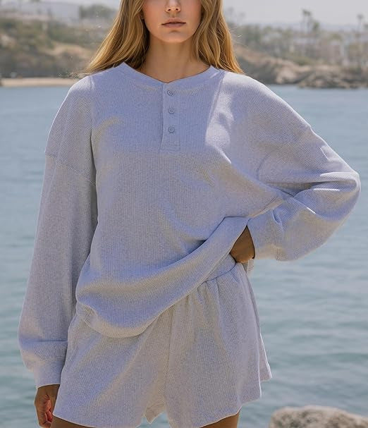 Damen Langarm-Pullover mit Knöpfen und Details aus Baumwolle Beige