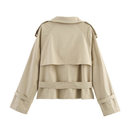 Damen Trenchcoat Asymmetrische Knopfleiste Taillengürtel Norvielle