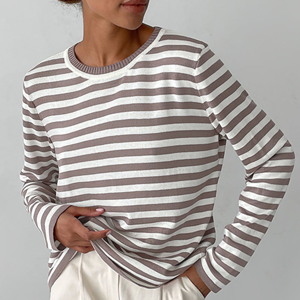 Damen Langarmshirt Geringeltes Muster Norvielle