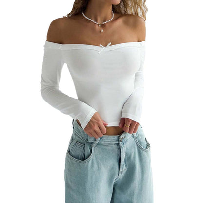 Damen Off-Shoulder Oberteil Langarm Norvielle Elegantes