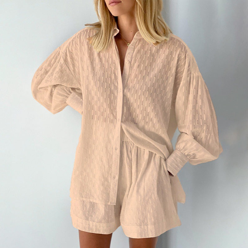 Damen Zweiteiler Bluse und Shorts Leicht Sommeroutfit