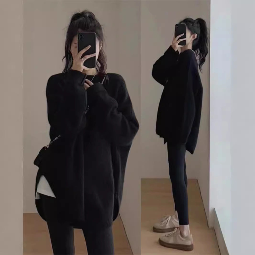 Damen Oversized Kuschelpullover Strukturiert Lässig Beige