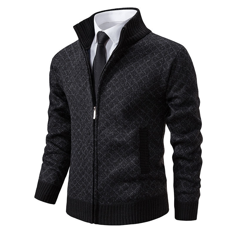 Herren Strickblazer Strukturiertes Muster Anthrazit