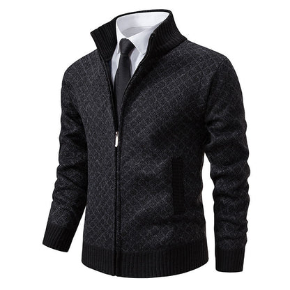 Herren Strickblazer Strukturiertes Muster Anthrazit