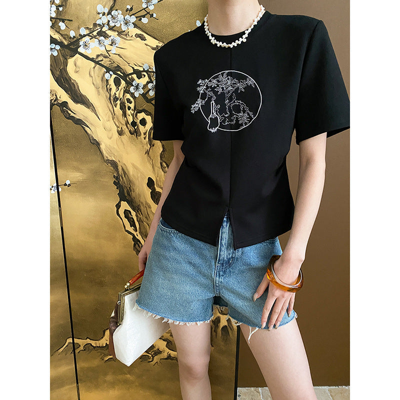 Damen Vintage-Jeansshorts Hochbund Fransensaum