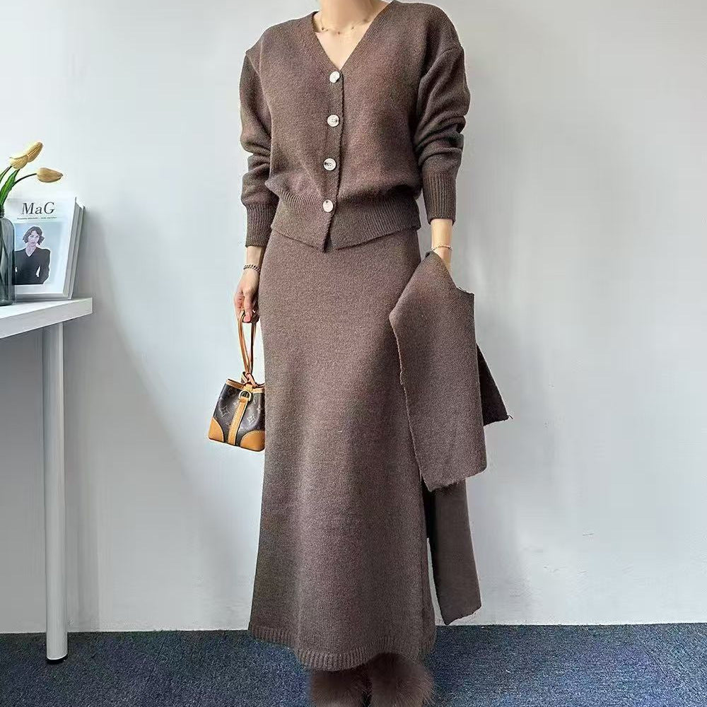 Damen Strickensemble Eleganter Kragen Norvielle - Norvielle