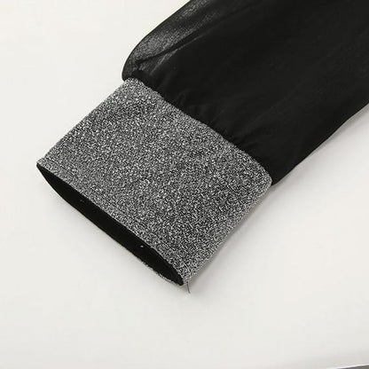 Damenkleid V-Ausschnitt Transparente Ärmel Norvielle