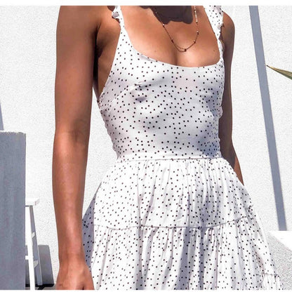 Damen Kleid Rüschendetails Punktemuster Norvielle
