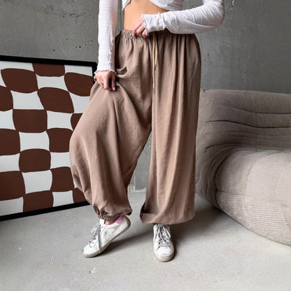 Damen Palazzo-Hose Elastischer Bund Norvielle Beige - Norvielle