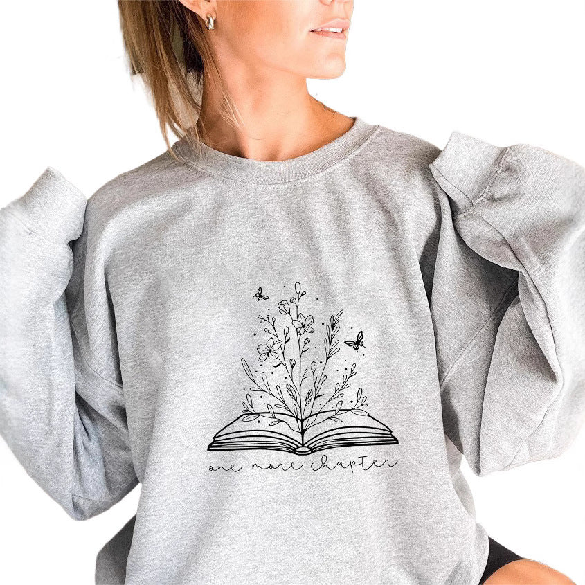 Damen Sweatshirt Blumendesign Weich Grau