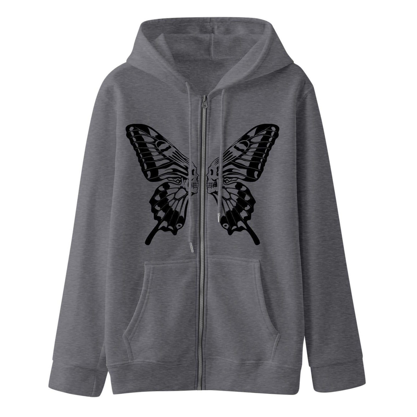 Damen Kapuzensweatjacke Schmetterlingsdruck