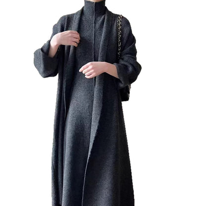 Damen Strickkleid Stehkragen Dekorative Ärmel Norvielle
