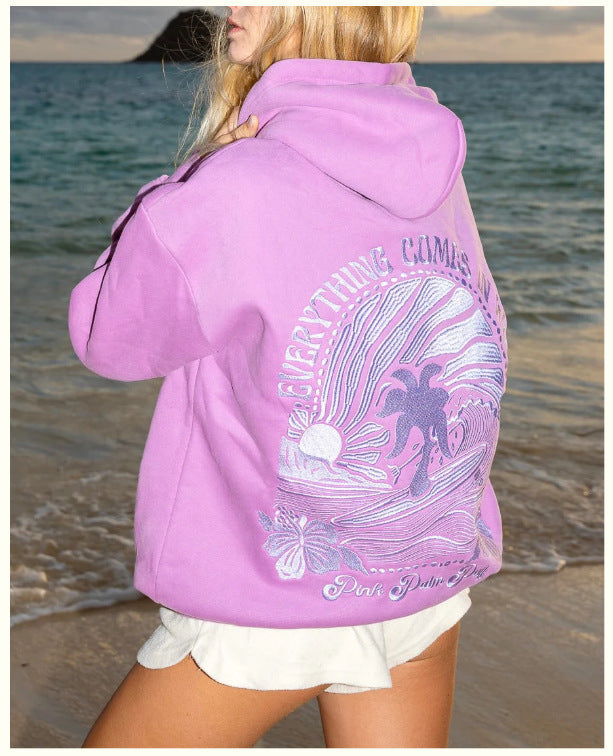 Kapuzenpullover Surf Wave mit Stickerei Lässig