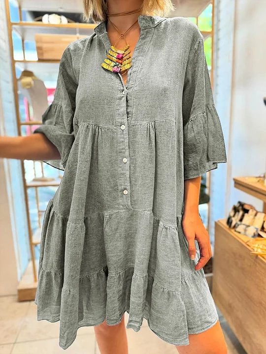 Damen Hemdblusenkleid mit Rüschendetails Norvielle