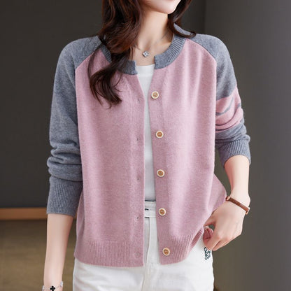 Damen Cardigan Farbkontrast Knopfdetails Norvielle