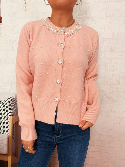 Damen Strickjacke Perlenbesatz Norvielle