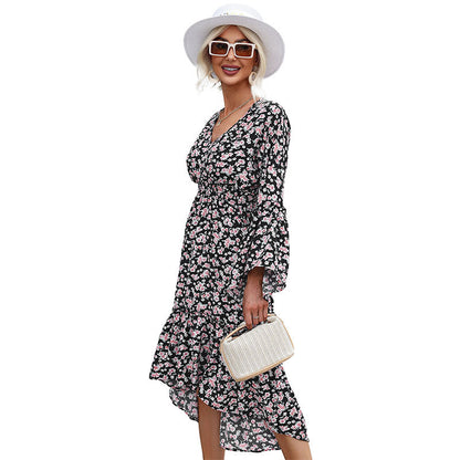 Damen Wickelkleid Floralmuster Schwingrock Norvielle