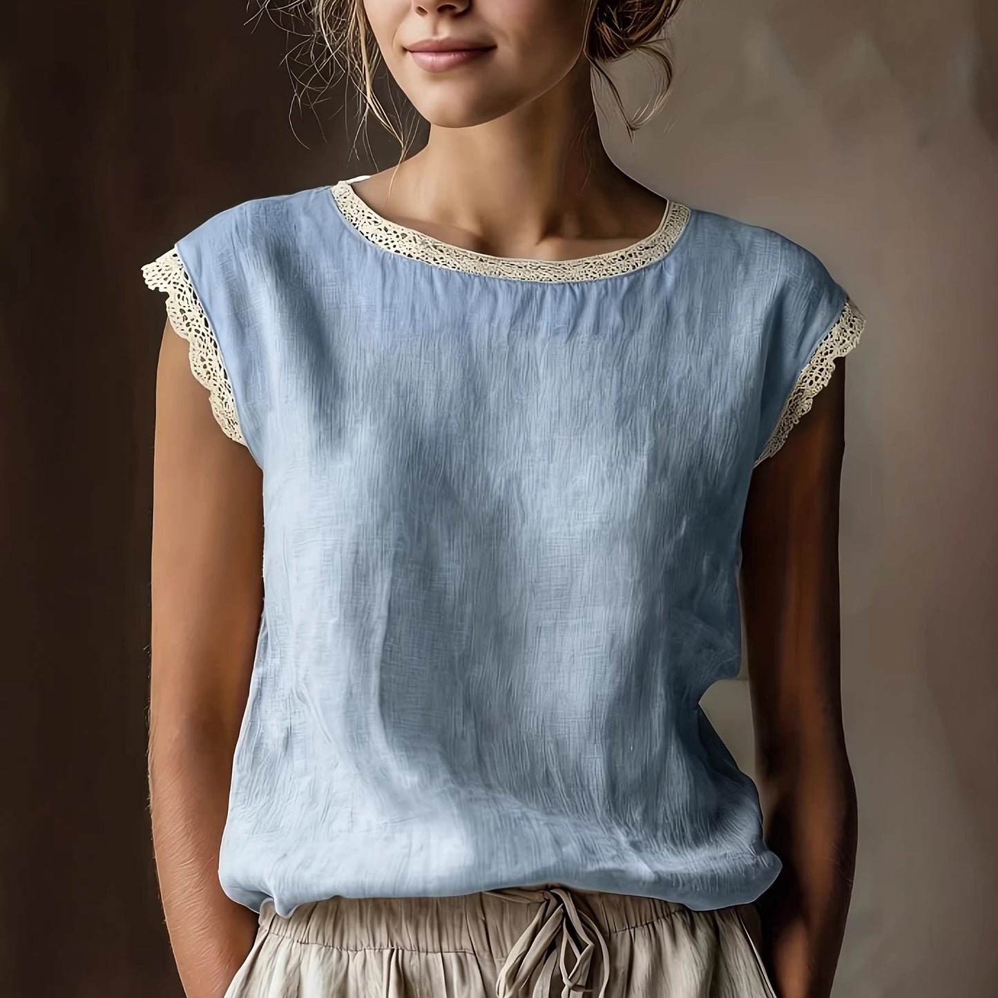 Damen Bluse Spitzenakzente Lässiger Schnitt Norvielle