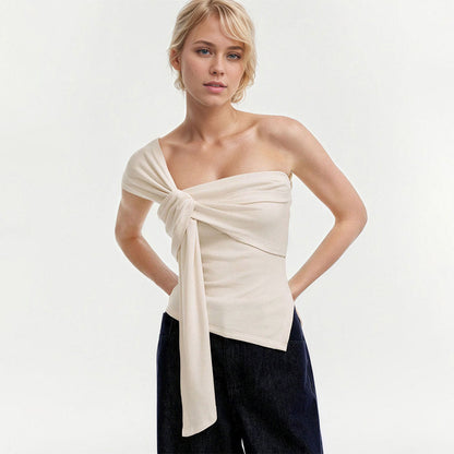 Damen Wickeltop Asymmetrisch Bindebänder Elegantes Design - Norvielle
