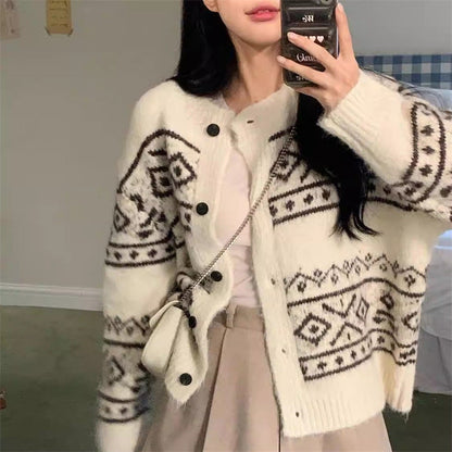 Damen Strickjacke Weiches Material Einzigartiges Muster Norvielle